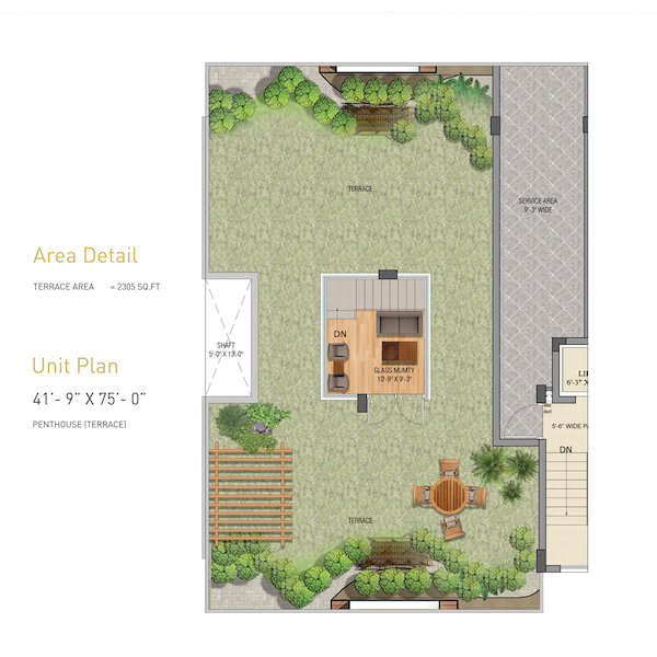 Penthouse Terrace Plan (41'-9 x 75')